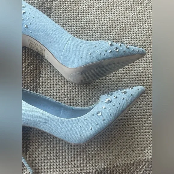 ALDO Elegant Blue Embellished Women's denimHeels size 7 - Picture 12 of 16